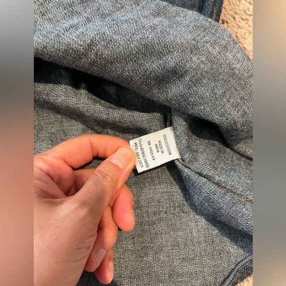 PD & C Blue Denim Men's Polo Button down Shirt - Picture 4 of 10